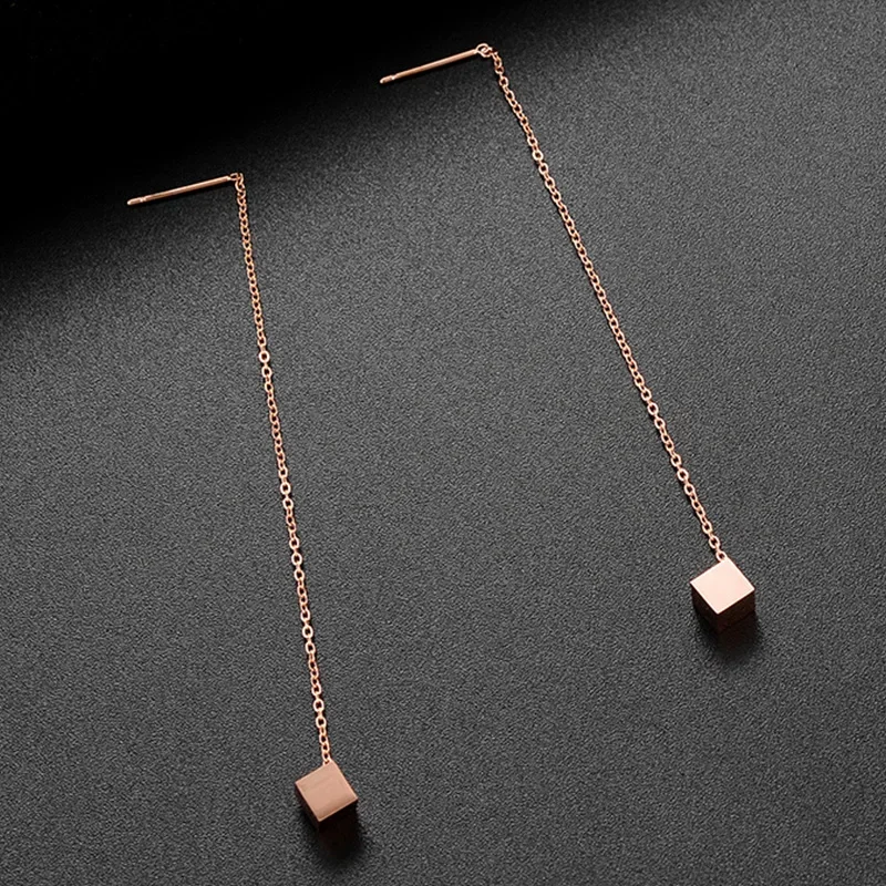 Трендовые длинные висячие серьги с кисточками для женщин золотые Розовые