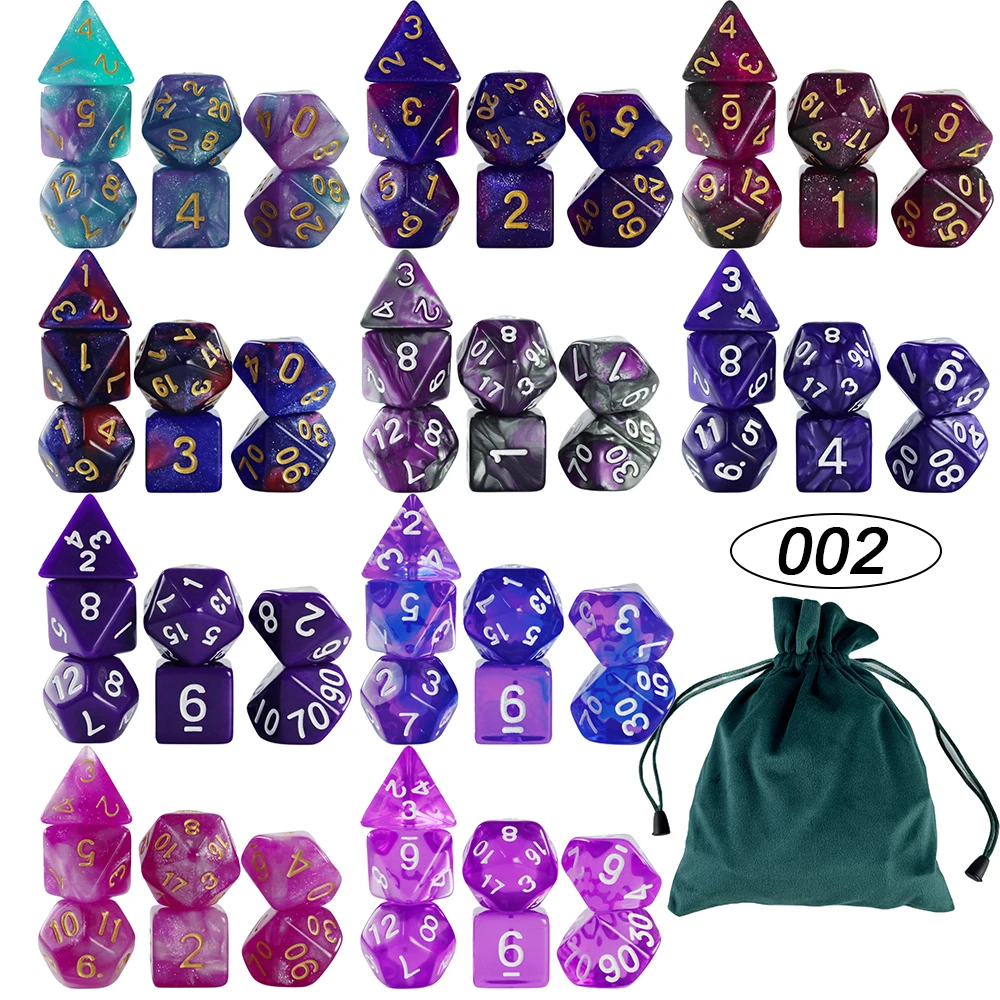 70 шт./10 комплектов многогранные игральные кости D4 ~ D20 с сумкой для DNDGame
