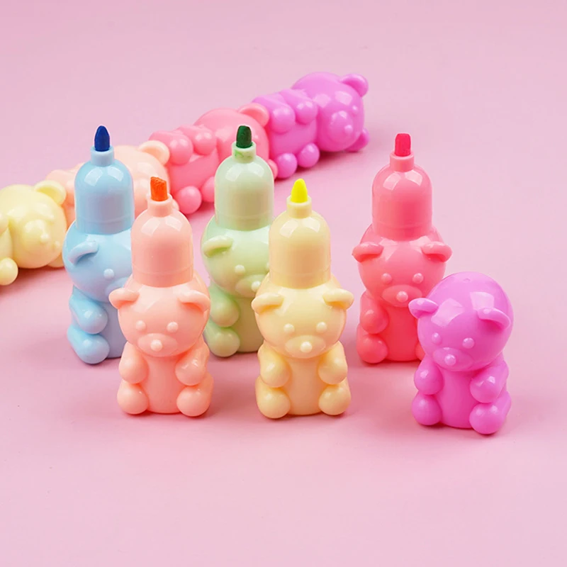 

Creative Kawaii 5-color Bear Cartoon Highlighter Set Students Focus On Marking Markers Stationery Supplies