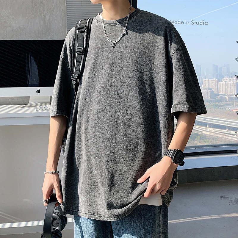 

Футболка LAPPSTER-Youth в винтажном стиле, хлопковая с графическим принтом, Повседневная Уличная одежда оверсайз, с коротким рукавом, в Корейском ...