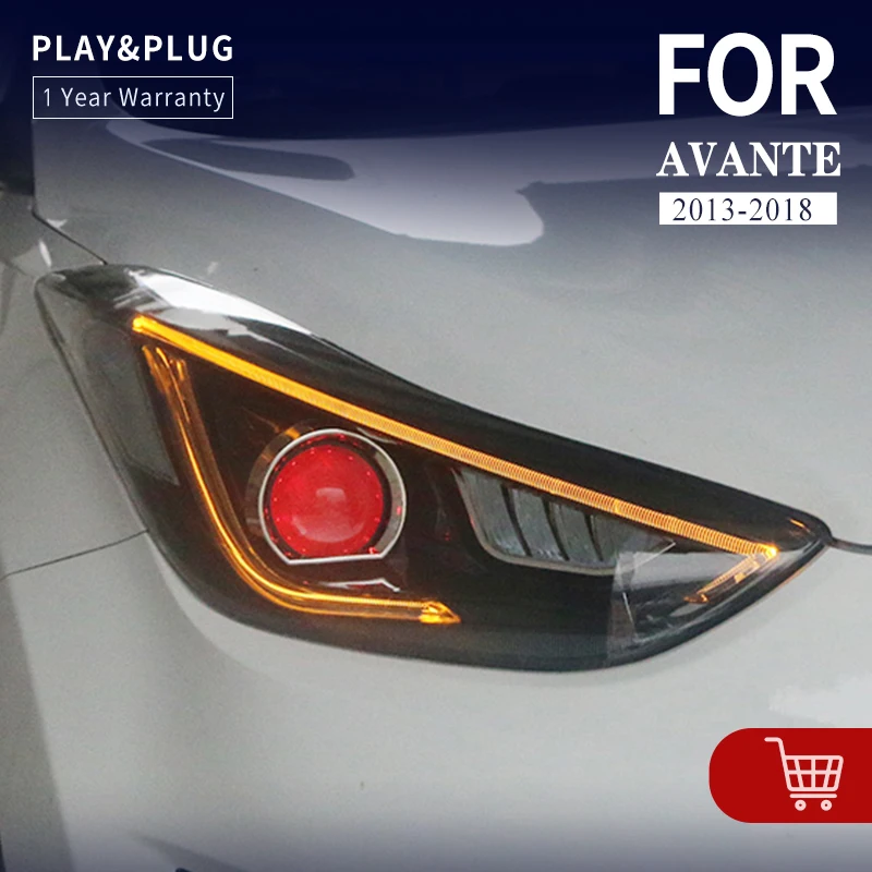 

Car Accessories Headlights for Hyundai Elantra Avante LED Headlight 2013-2018 Elantra LED Head Lamp DRL BE-XENON LENS Automotive