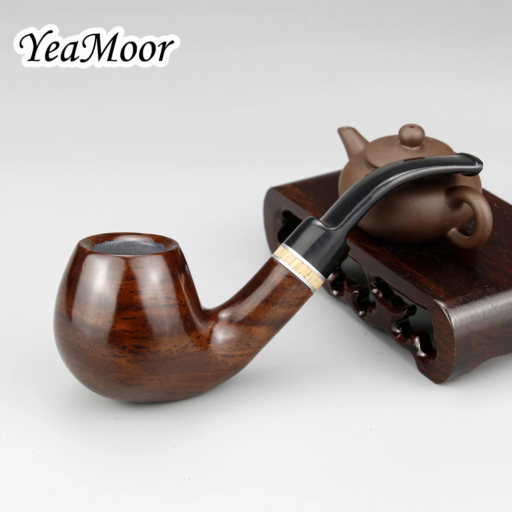 

Classic Bent Tobacco Smoke Pipe 9mm Filter Handmade Tobacco Pipe New Smoking Pipe Accessory Ebony Wood Pipe Set