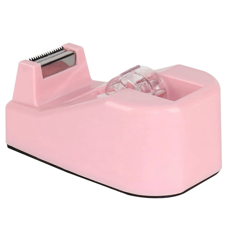 

School Office Supplies Non-Slip Desktop Small Tape Holder Plastic Creative Cutter Desktop Tape Dispenser (Pink)