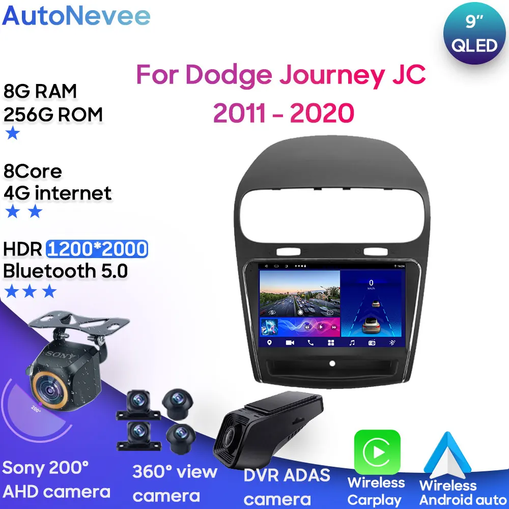 

Автомобильный стерео-блок мультимедиа для Dodge Journey JC 2011 - 2020 навигация Carplay Android Авто QLED 5G Wifi высокопроизводительный BT Dash