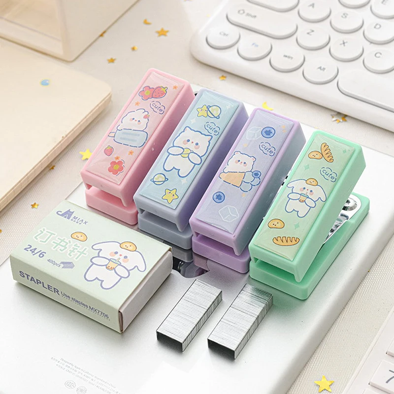 

Cute Cartoon Animals Mini Metal Stapler Set With 400PCS No.12 Staples Binding Tools Stationery Office School Student Supplies