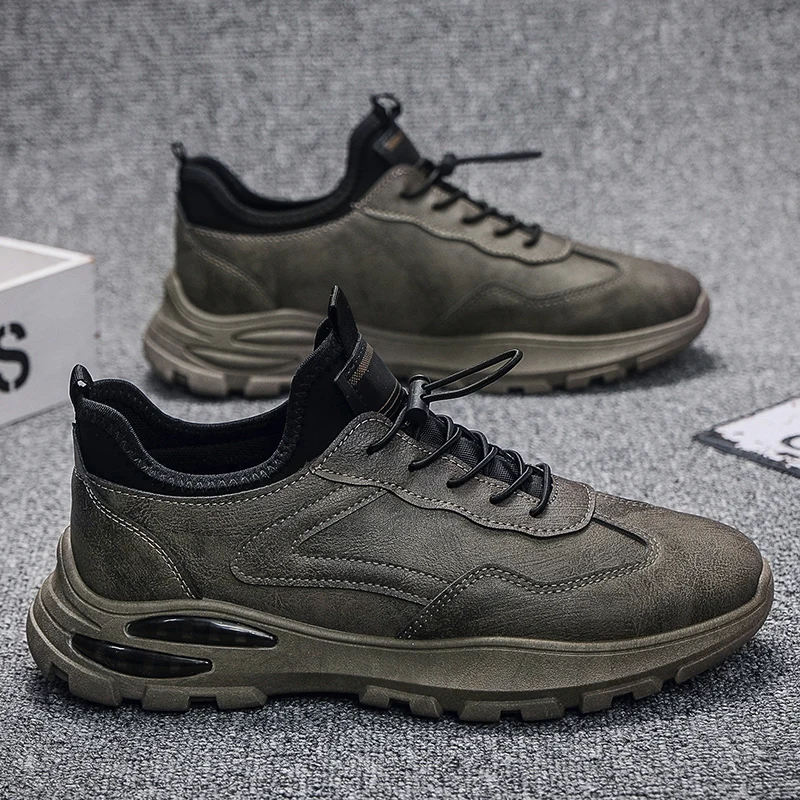 Мужские повседневные кожаные туфли на плоской подошве