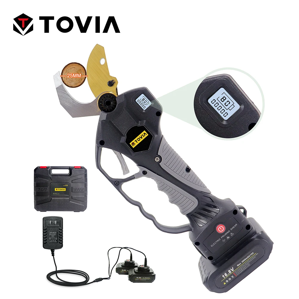 T TOVIA 25mm Cordless Electric Pruner 16.8V Lithium-ion Pruning Shear Efficient Fruit Tree Bonsai Pruning Branches Cutter