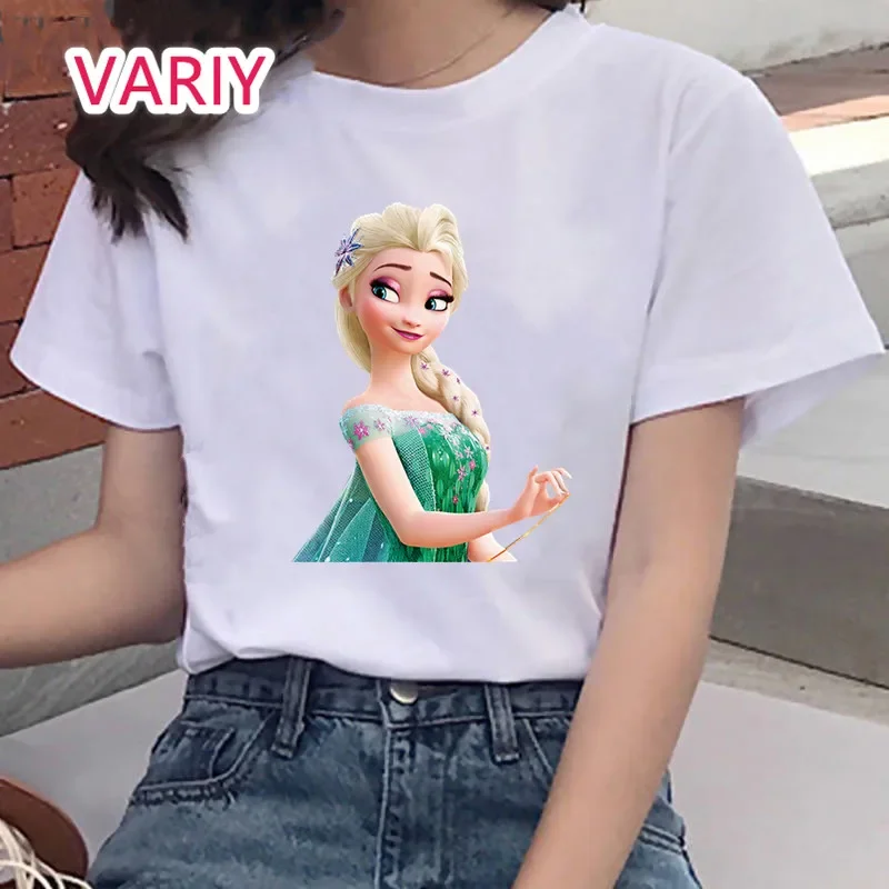 Футболка Queen Elsa Princess Anna женская мода футболки с рисунком Frozen II Olaf футболка в стиле