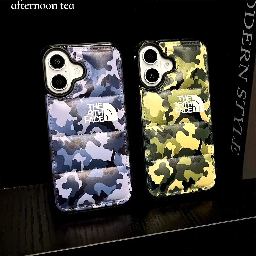 Зимний камуфляжный пуховик в стиле милитари для IPhone 16 15 14 13 12 11 Pro Max 8 7 Plus