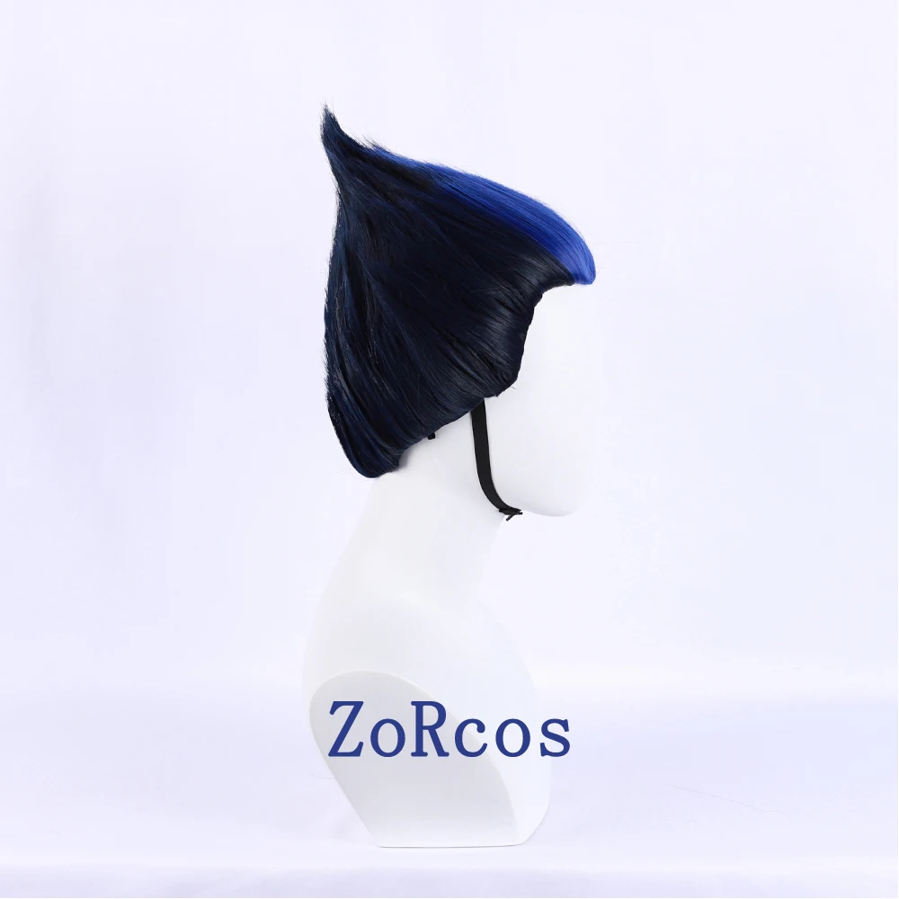 Game Valorant Yoru Cosplay Wig Short Dark Blue Wigs Heat Resistant Synthetic Hair Halloween Role Play + Cap |