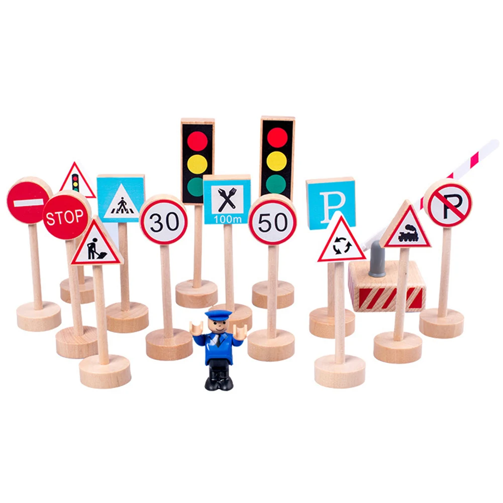

16pcs Wooden Colorful Street Signage Parking Stage Children Kids Game Educational Toys Birthday Gift