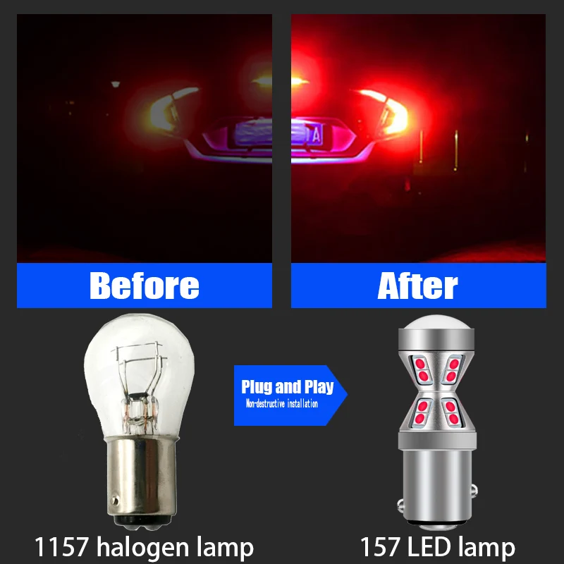 2pcs LED Brake Light Bulb P21/5W BAY15D Canbus For Suzuki Celerio Grand Vitara Swift 2 3 4 5 SX4 Ignis 1 Kizashi Wagon R Samurai - купить по