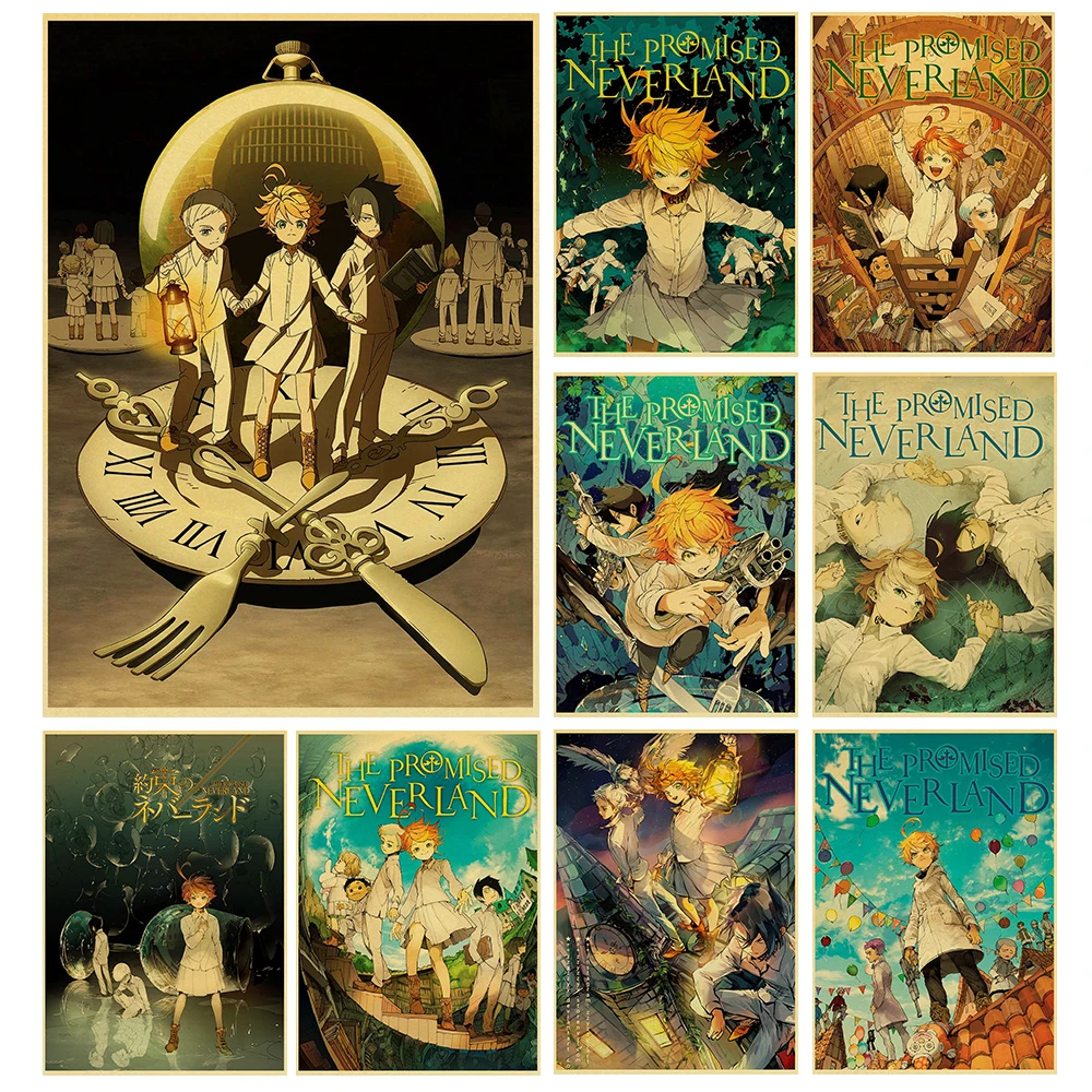 

Anime The Promised Neverland Poster Nostalgia Kraft Paper Prints Arrivals Creative Wall Decor Cafe Sticker Bedroom Painting