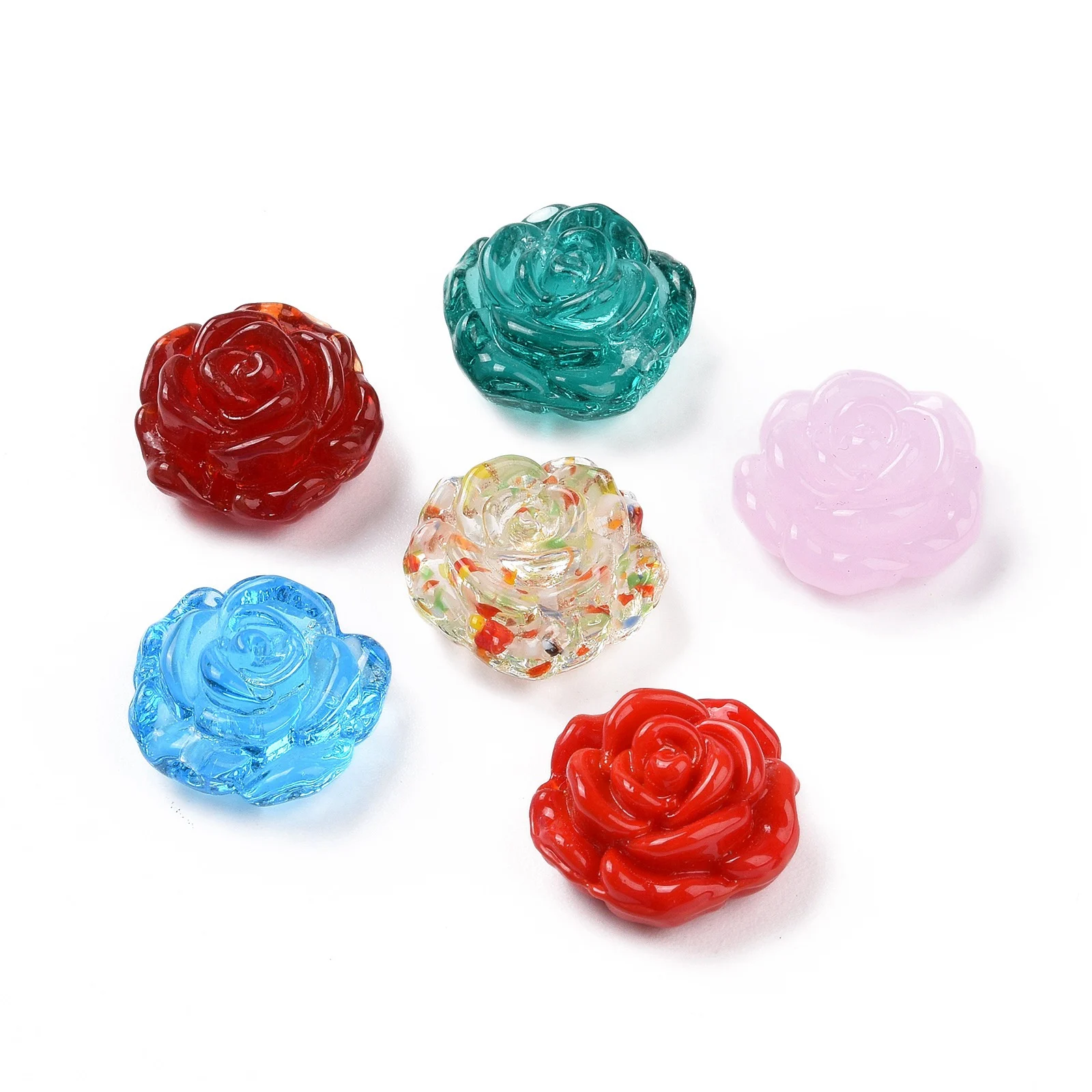 

30pcs Handmade Lampwork Flower Beads Rose Loose Spacer Glass Beads For Jewelry Making Hairpin Handmade DIY Bracelet Necklace