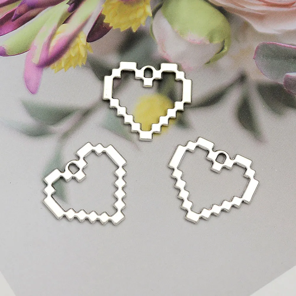 Винтажные мозаичные подвески в виде сердца для самостоятельного изготовления сережек, ожерелий, ювелирных изделий, аксессуары, 10 шт./партия, 22x24 мм