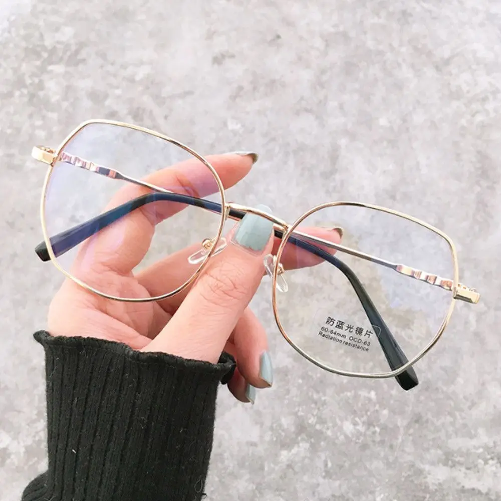 

New Trendy Women Office Anti Blue Light Oversized Computer Glasses Cat Eye Female Blue Blocking Big Size Eyeglasses Alloy Frame