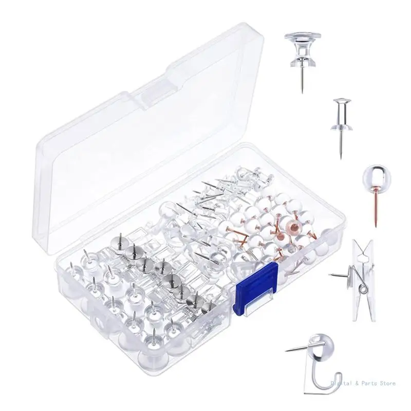 

M17F 120pcs Photo Pushpins Set with for CASE Ball-shape Pushpins 2-in-1 Pushpin with Hanging Hook for Home Photo Wall Decorat