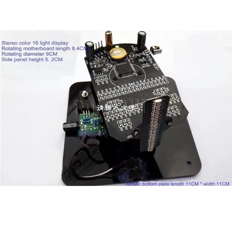 

DIY RGB Electronic Rotating 16 RGB SMD LED Disc Kit POV Soldering Training Kit