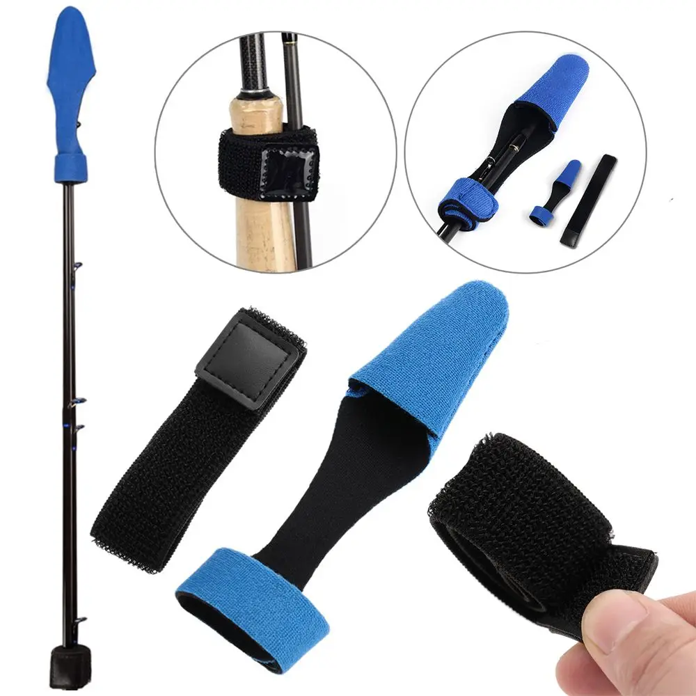

1 Set Fishing Rod Tie + Tip Cover Truss Cane Sleeves Pole Glove Straps Fastener Reusable Fishing Tools Accessories
