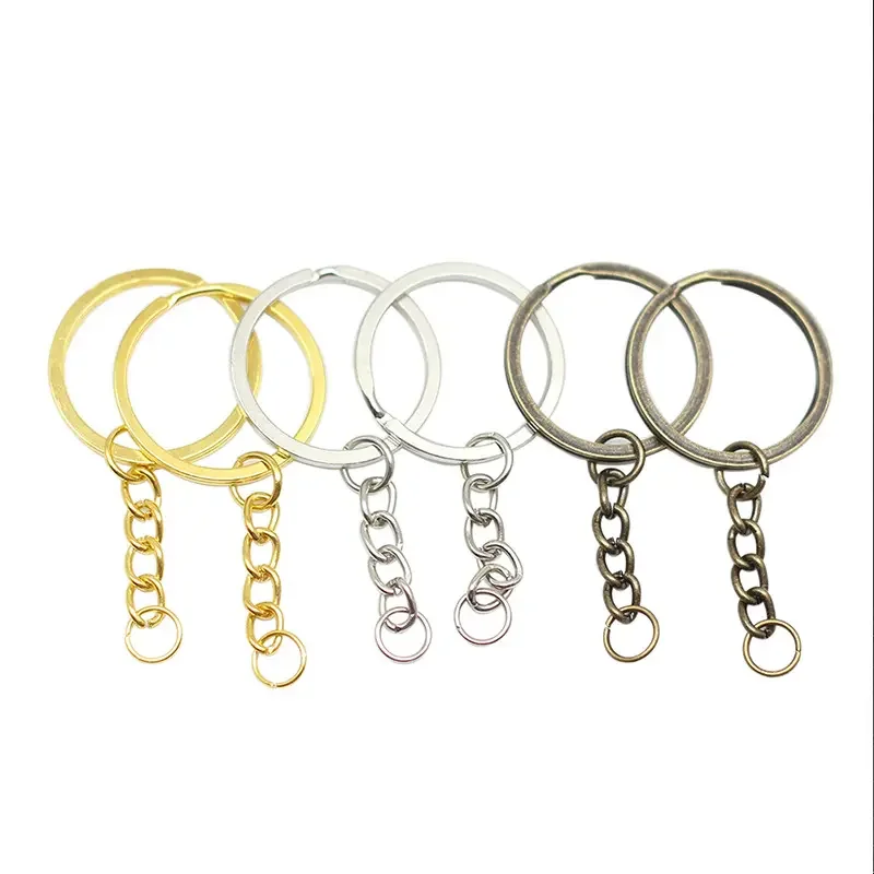 

5-20pcs Key Chain Key Ring Keychain Bronze Rhodium Gold Color 28mm Long Round Split Keyrings DIY Jewelry Making Wholesale