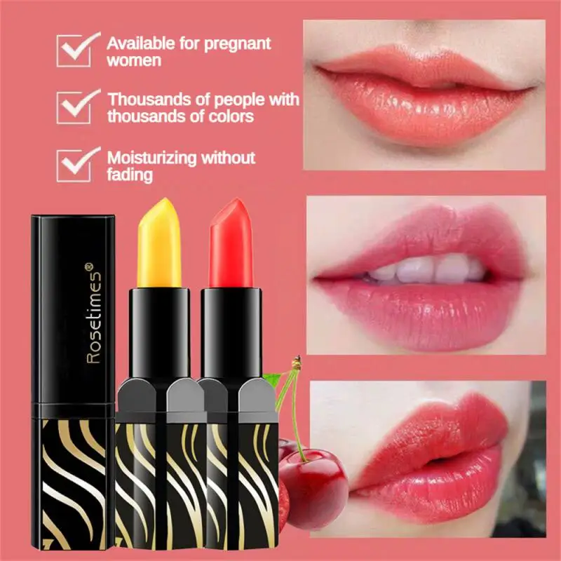 

1PCS Red Cherry Lip Balm Color Changing Carrot Warm Change Lipstick Long-lasting Hydrating Non-stick Cup Lip Balm Skin Care