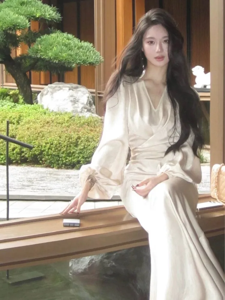 Женское элегантное Пятнистое платье миди с принтом Осеннее приталенное вечернее