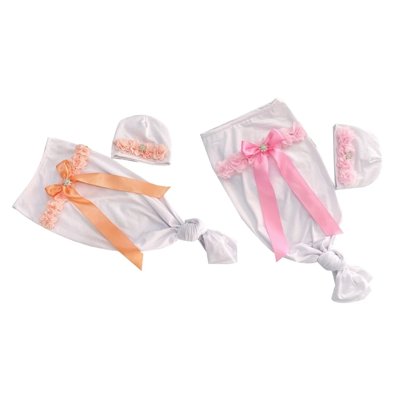 

Спальный мешок для фотосессии для маленьких девочек и мальчиков 0–2 месяцев, шапка-тюрбан с цветочным узором, наряд для