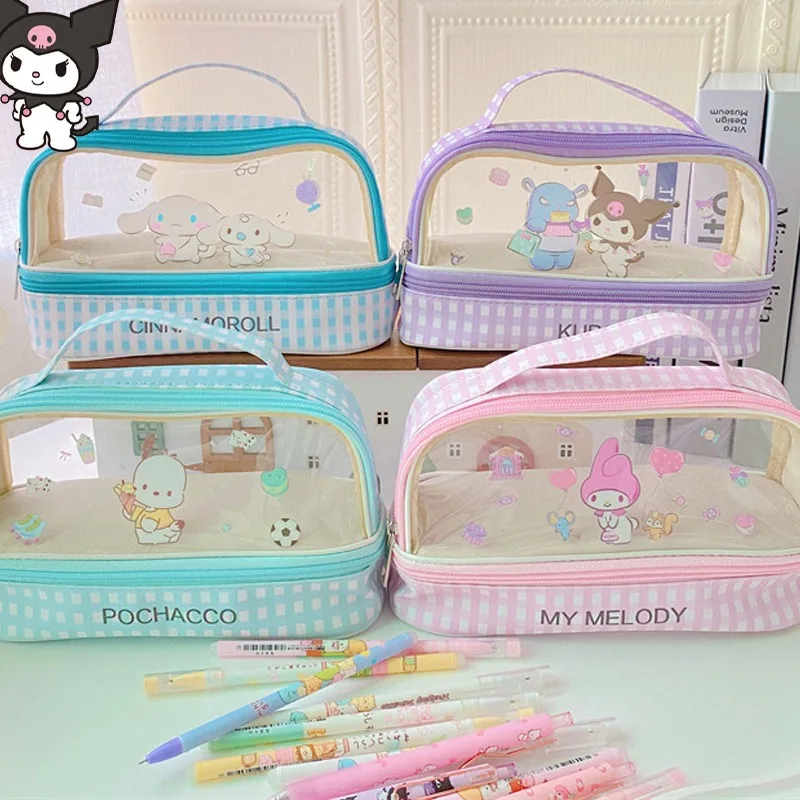 

Sanrio, Hello Kitty Cinnamorroll Kuromi My Melody карандаш с изображением из мультфильма каваи Bag, милая школьная коробка для канцелярских принадлежностей, удобная сумка на молнии