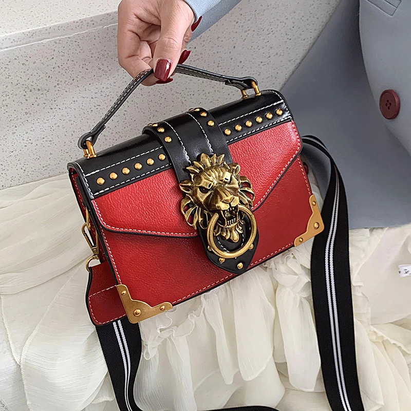 

2023 New Women's Bag Vintage Rivet Portable Small Square Bag Fashion Broadband One Shoulder Crossbody Bag