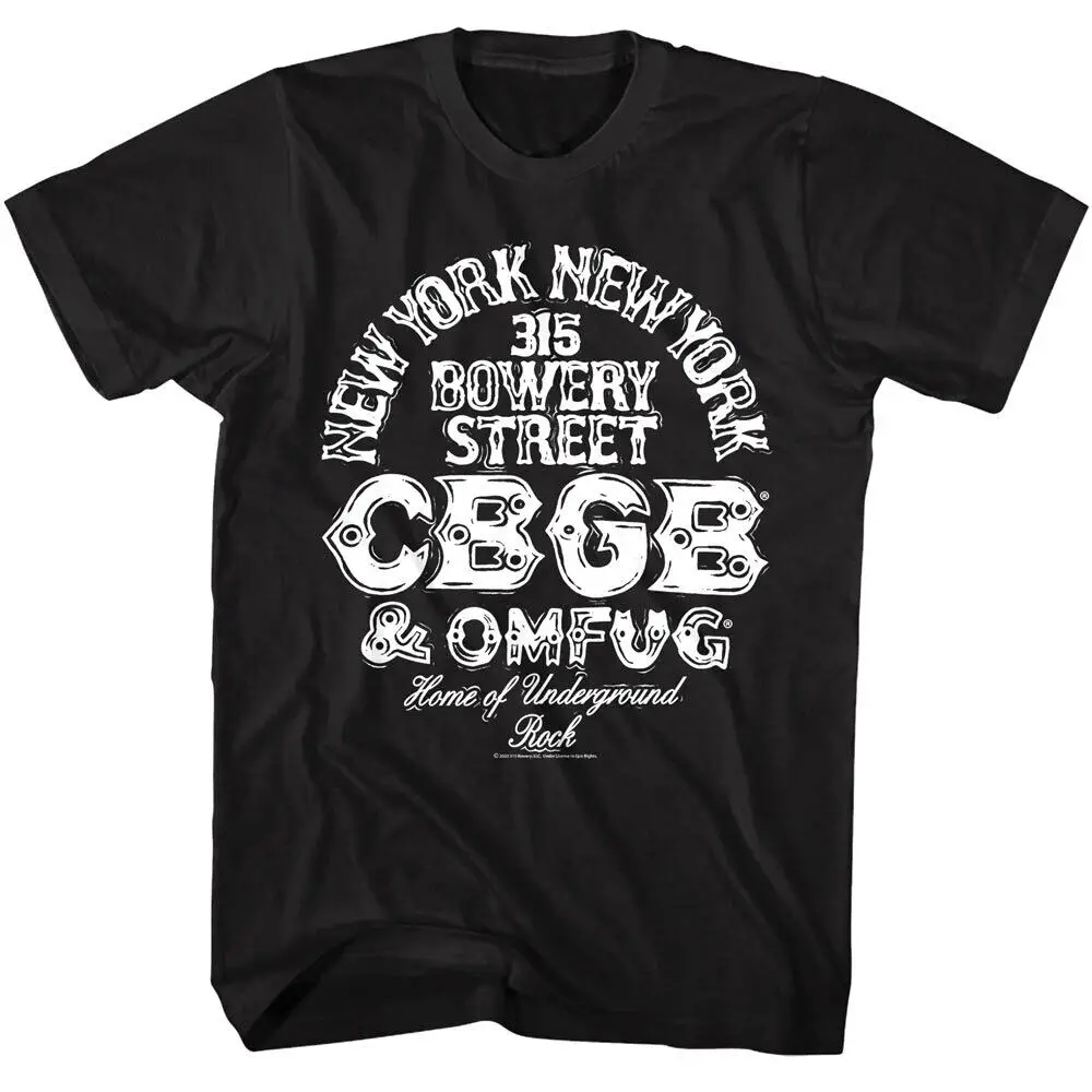 CBGB OMFUG адрес Нью-Йорка Мужская футболка боуэр дом подземных пород