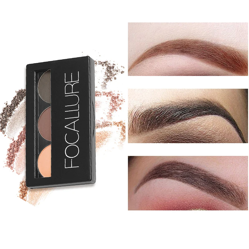 3 Color Waterproof Eye Shadow Eyebrow Powder Make Up Palette Women Beauty Cosmetic Eye Brow Makeup Kit Set  by Focallure