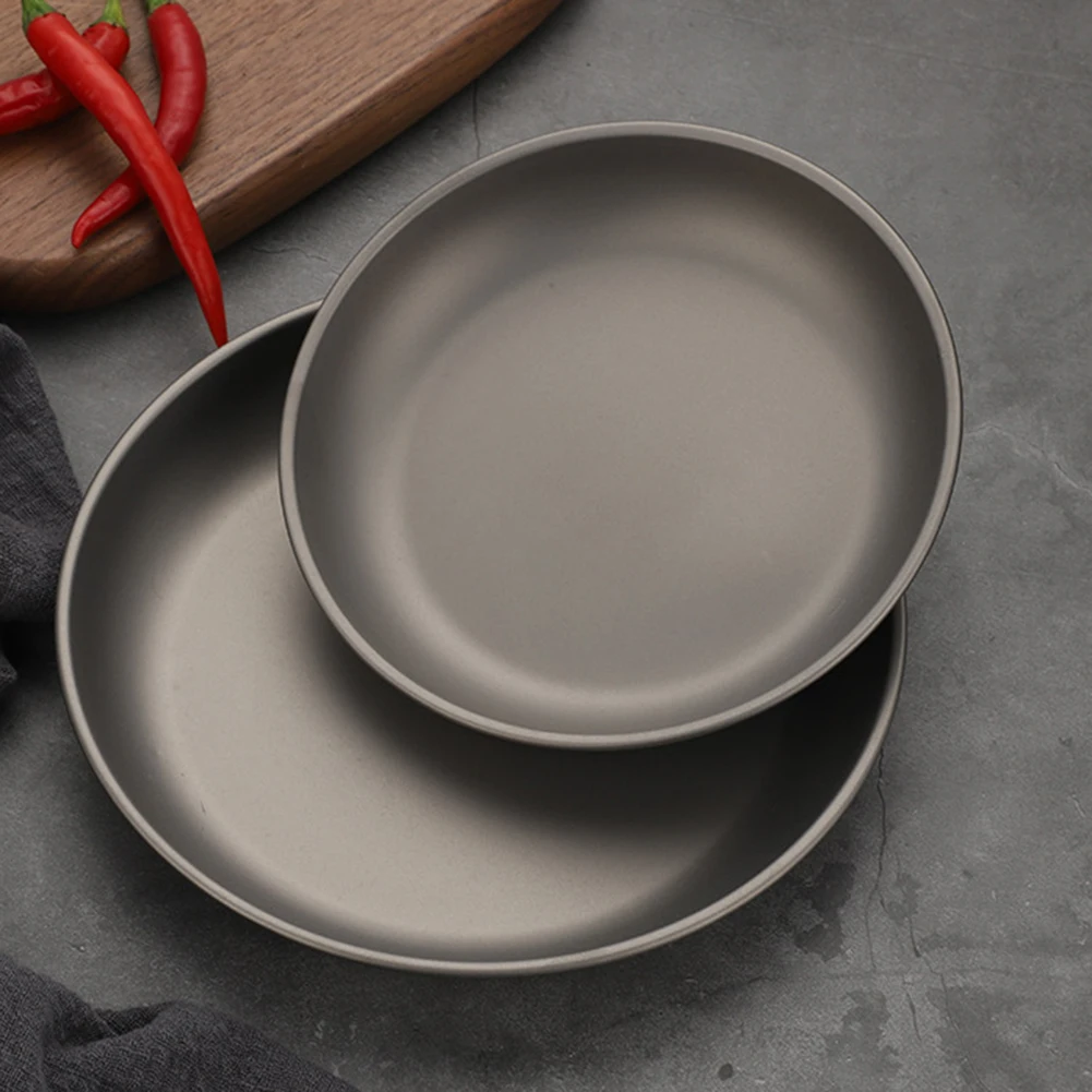 

Pure Titanium Dishes Plate Tableware For Outdoor Camping Picnic Salad BBQ Dish Home Use Titanium Plate Cookware Kit