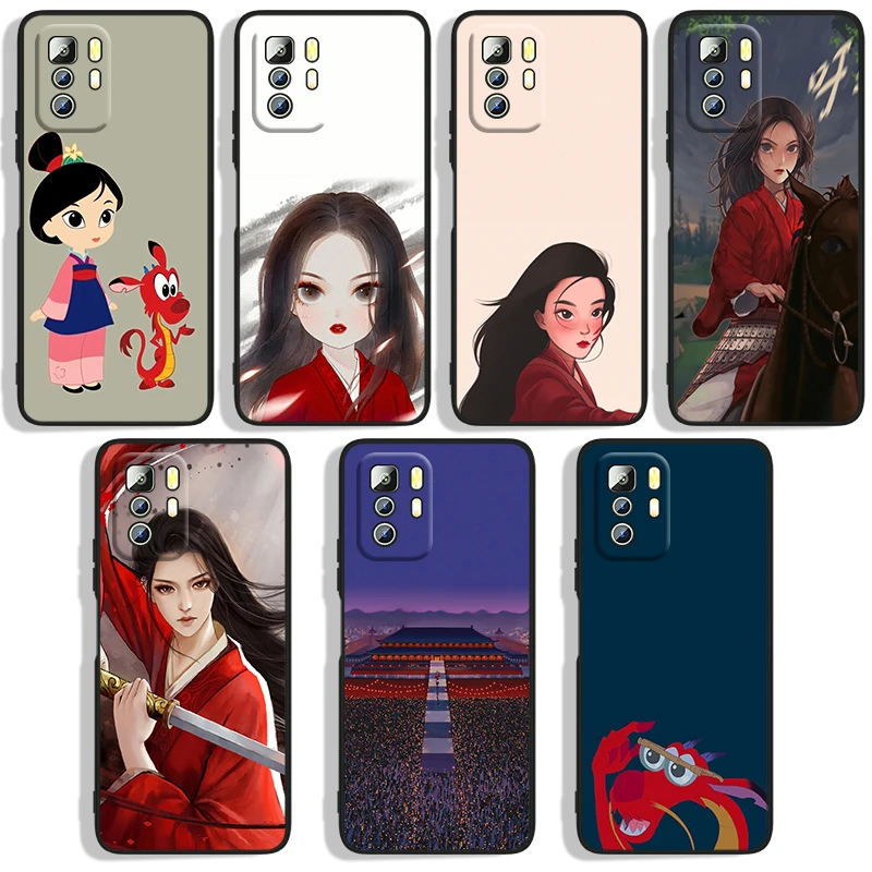 

Mulan cartoon Phone Case For Xiaomi Redmi Note 4X 5 5A(32GB) 6 7 8T 8 9 9T 9Pro Max 9S Pro Black Iuxury Silicone Back Soft Capa