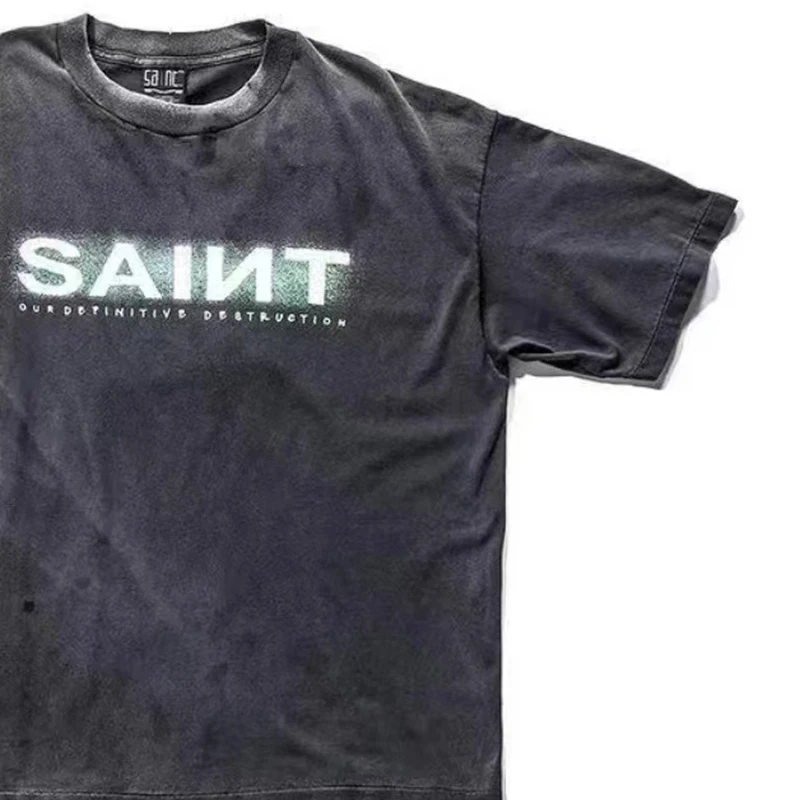 Классическая футболка с буквенным принтом и логотипом Saint для мужчин женщин