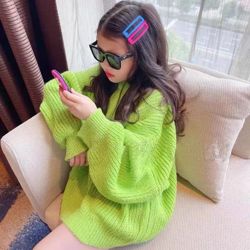 

Children'S Sweater Pullover Wool Autumn And Winter 2022 New Medium And Large Children'S Long-Sleeved Loose Knitted Jacket