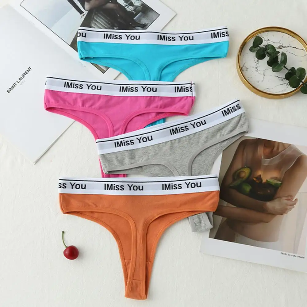 

Women Panties Contrast Color Sexy Seductive Stretchy Elastic Print Breathable Low Waist Elastic Ladies Underpants for Inner Wear