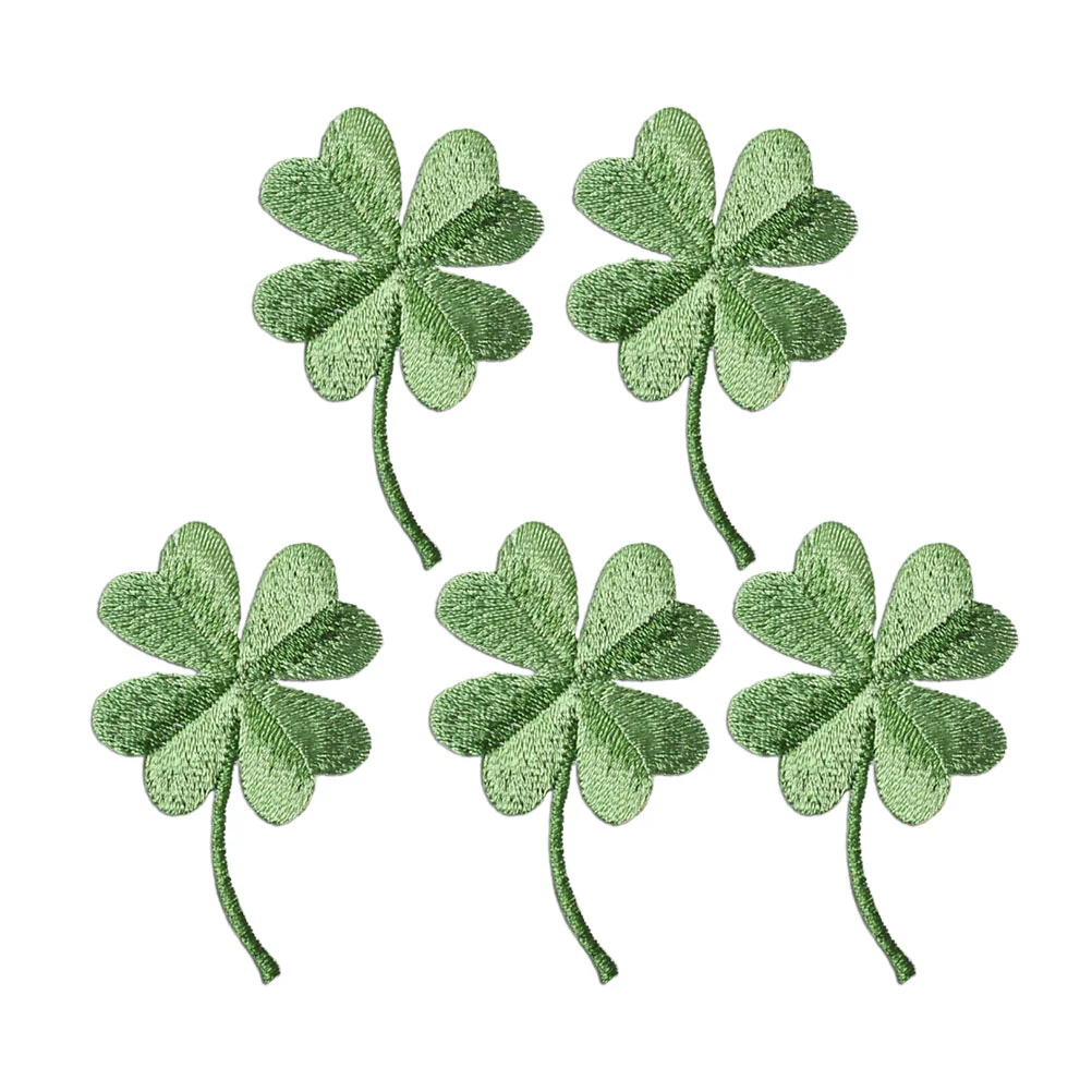 

Patchclover Leafembroidery Four Shamrock Iron Cloth Diy Stickers Cartoon Embroidered Lucky Day Applique Patrick Decal Small