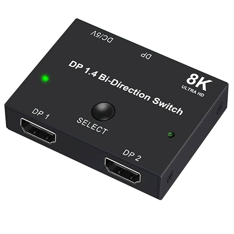 

Displayport Switch 8K, Bidirectional DP 1.4 Switch 8K @ 60Hz, 4K @ 120Hz, Displayport Switcher 1 To 2/2 In 1 Out