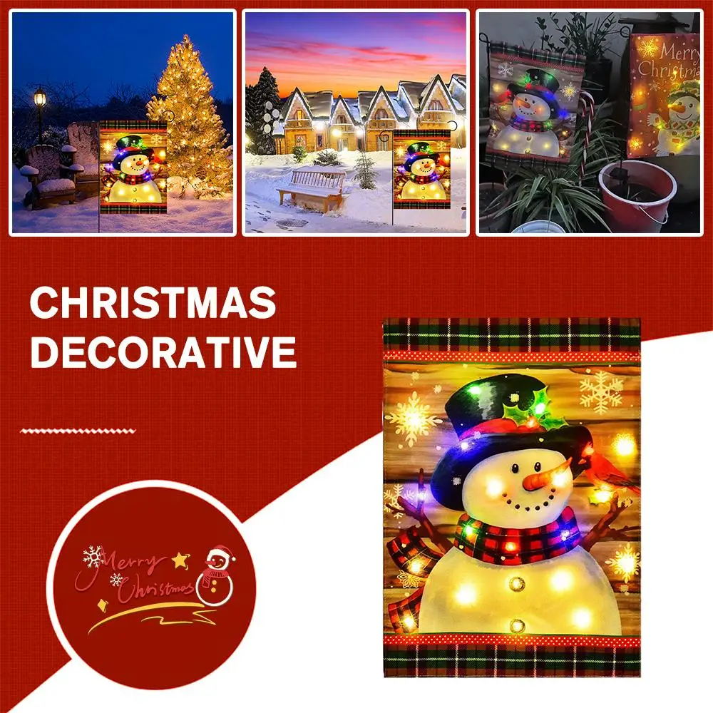 

Christmas Theme Garden Flag Snowman Banner Outdoor Decoration Courtyard Holiday Window L8J4