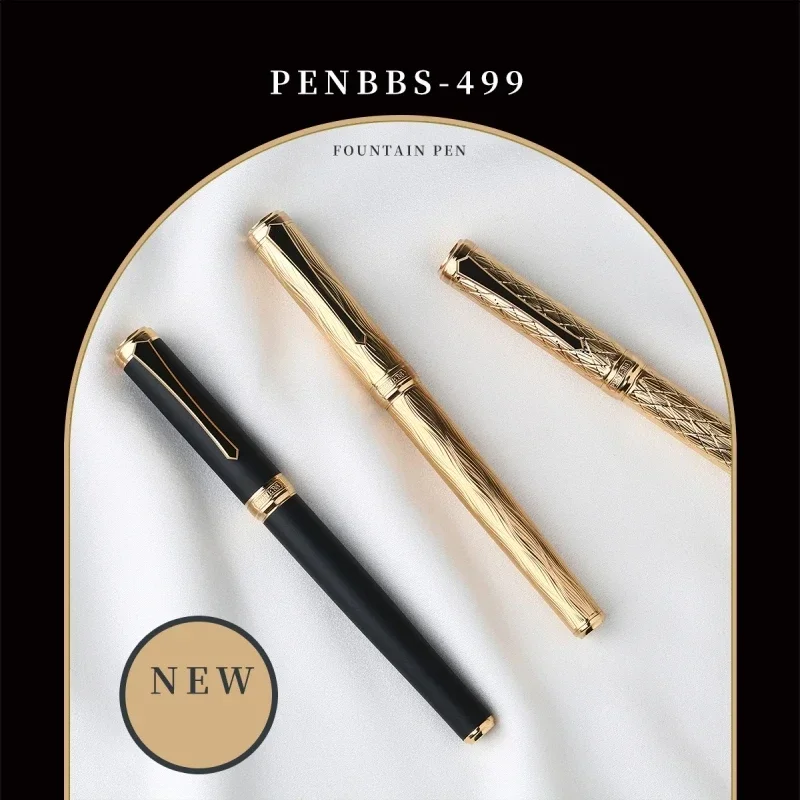 Фото Перьевая ручка PENBBS 499, цельномедная, с пескоструйным покрытием, тонкая, 0,5 мм, для письма, деловой подарок, школьные канцелярские принадлежности №2
