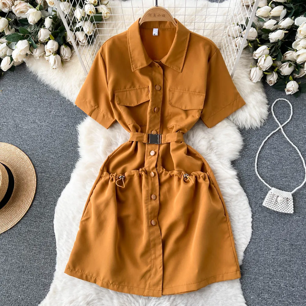 

Летний Новый дизайн, однотонное нишевое платье-трапеция в деловом стиле