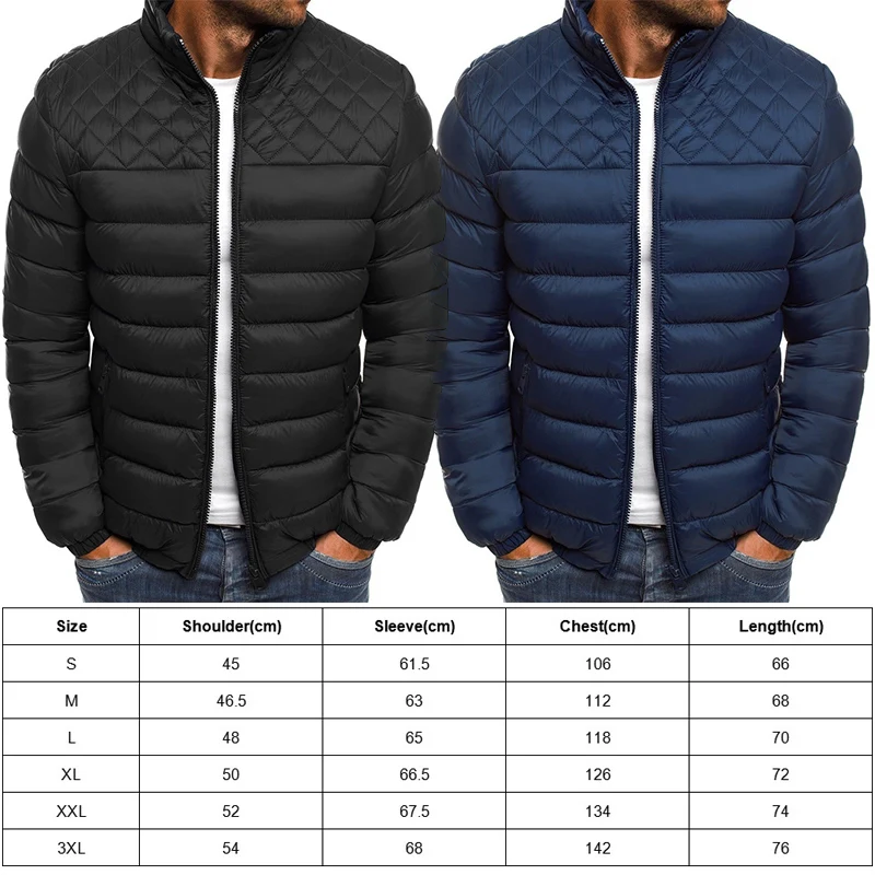 Men Windbreaker Winter Coat Padded Puffer Jacket Warm Up Clothes Casual Bomber Casual Zip Fashion Cotton Outwear Coat