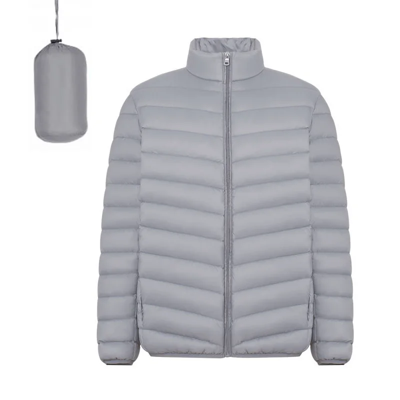 Мужской короткий пуховик с воротником-стойкой теплый утиный в уличном стиле