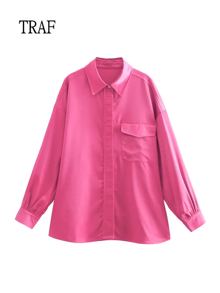 

Женская рубашка с длинным рукавом, на пуговицах, с карманами