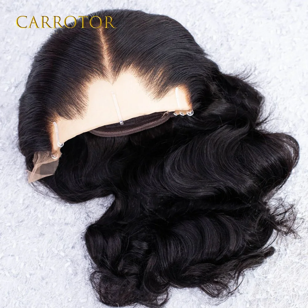 Фото Парик Lagos Hairline 13x4, невидимый кружевной фронтальный парик, плотность 250, свободные глубокие волны, человеческие волосы, бесклеевые парики, предварительно сорванные для женщин №1