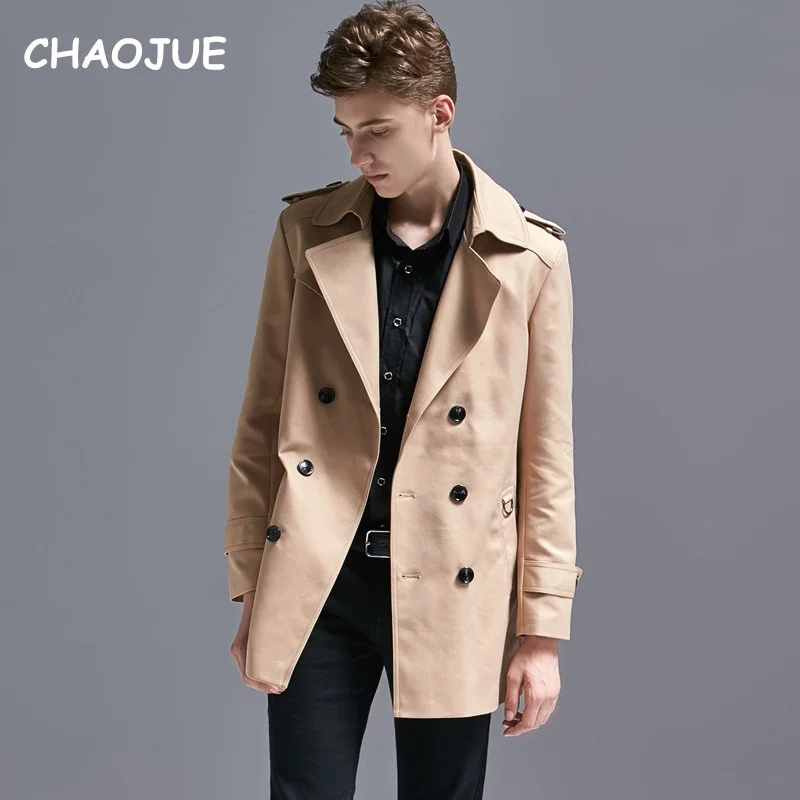 

Men High-end Trench Customize Top Quality British Slim Double Breasted Trenchcoat Male 6XL Big Pea Coat On Sales