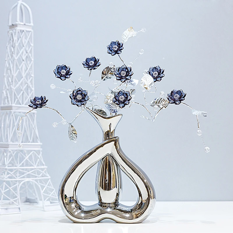 

NORDIC HIGH GRADE CRYSTAL FLOWER DECORATION WEDDING CRAFTS ORNAMENTHEART-SHAPED VASE HOME DECORATION ACCESSORIES FOR LIVING ROOM