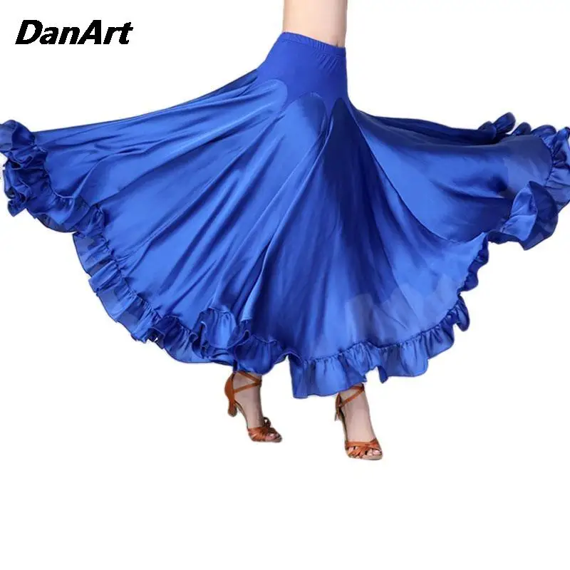 

Длинная юбка для современных танцев, платье средней длины для национального стандарта, для вальса, большого размера, для сценических соревнований, платье для общественных танцев