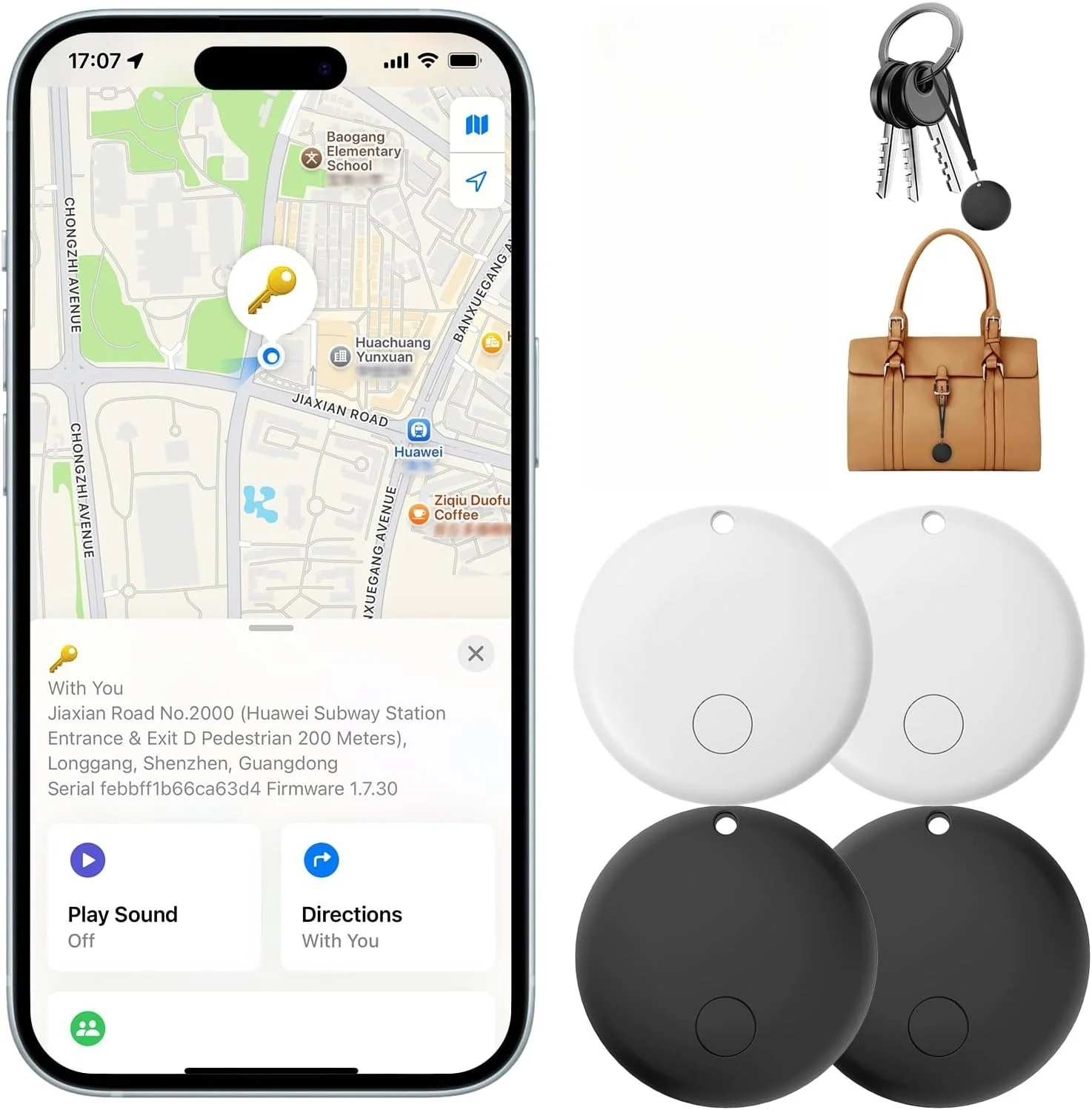 Фото AirTags — упаковка 1/2/4 предметов Bluetooth, совместимые с приложением Apple Find My, трекером для детей, багажа, ключами, рюкзаком №1