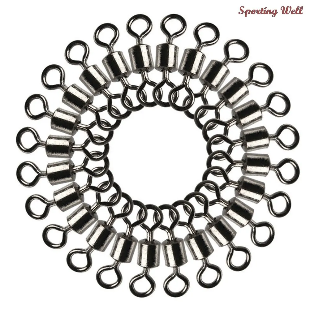 

New 100Pcs 4#/6#/8#/12# Fishing Swivels Rolling Swivel Connector with Ball Bearing Solid Rings Sea Fishing Accessories New
